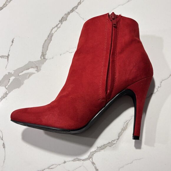 Madden Girl Women’s Sally Red Suede PU Stiletto Booties Ankle Boots Size 7.5 - Picture 5 of 12